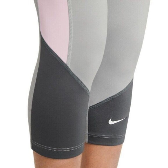 NIKE Capri Leggings Girls L+ New Dri-FIT One Kids Grey High Waist Athletic NWT - Picture 6 of 9